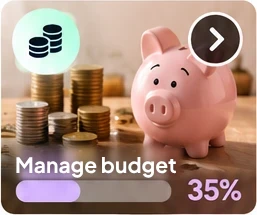 Project tile: Manage the budget, 35%