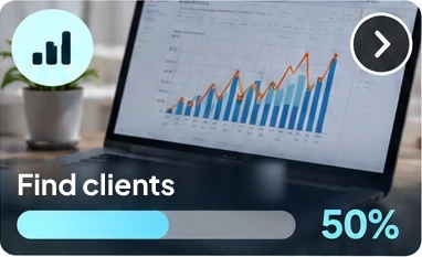 Project tile: Find clients, 50%