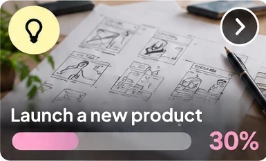 Project tile: Launch a new product, 30%